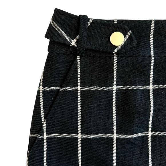 Ann Taylor LOFT Black and White Plaid Skirt with Gold Buttons, Size 8 - Picture 4 of 10